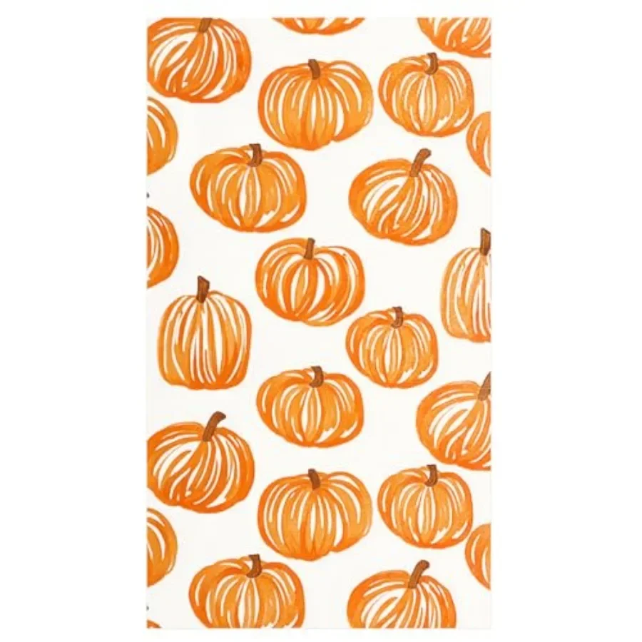 100 Pcs Fall Autumn Orange Pumpkin Disposable Paper Napkins 3-Ply, Line Art Pumpkin, Bathroom Napkin, Thanksgiving Harvest Part