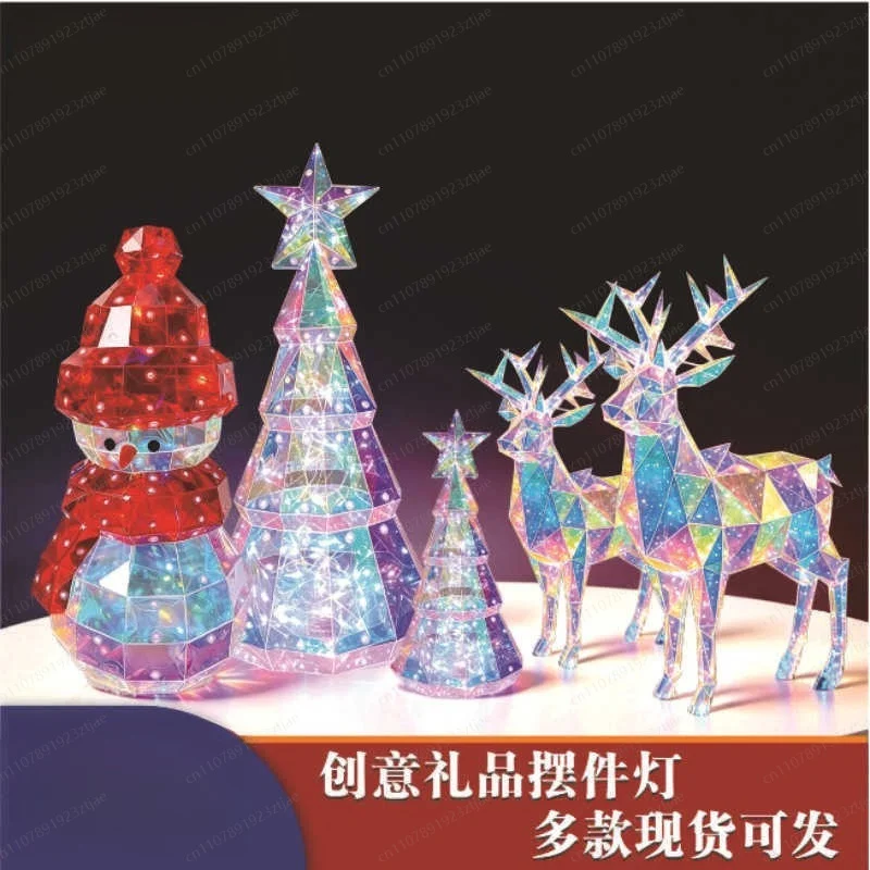 Colorful Christmas Decor Lamp – Reindeer & Santa Desktop Ornament, Creative Ambient Gift for Holiday Party