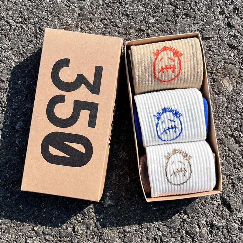 Calcetines deportivos AJ de moda en caja, de tubo largo, con diseño de grafiti, estilo Travis Scott, de algodón, para hombre, comodidad en el hogar