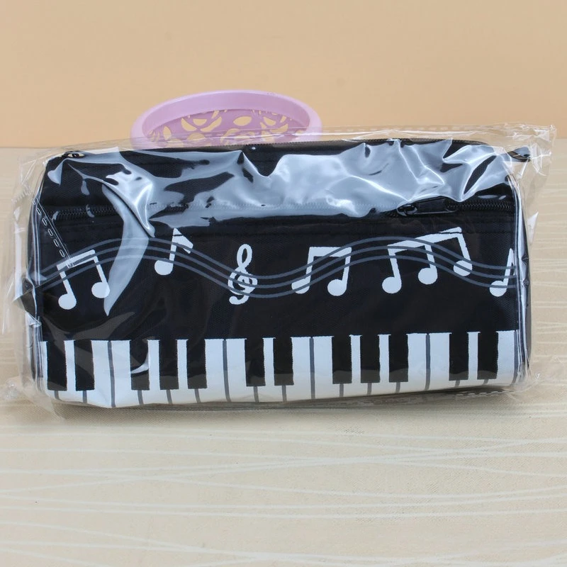 Music Piano Theme Pencil Case Double Layer Pen Bag Student Makeup Bag Musical Gift Portable Stationery Organizer