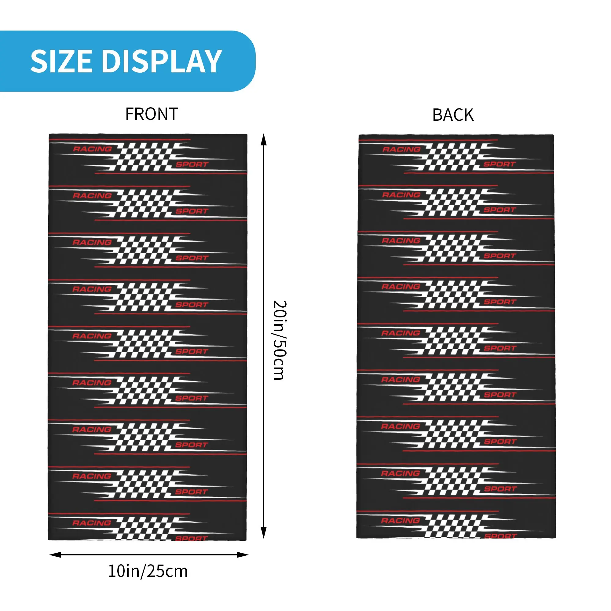 Custom Racing Speed Rally Race Motion Bandana Neck Gaiter Windproof Face Scarf Cover Men Checkered Headband Tube Balaclava