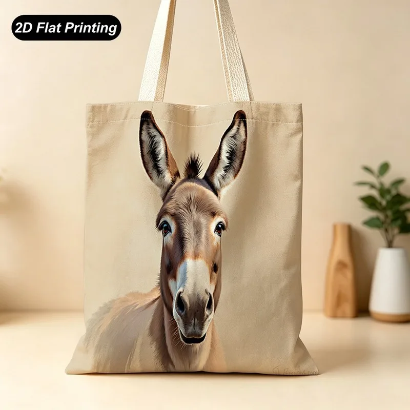 1PC【Tote Bag】New large-capacity tote bag，Donkey pattern2DFlat effect，Suitable shopping/Daily Commute/Shopping/Short tri
