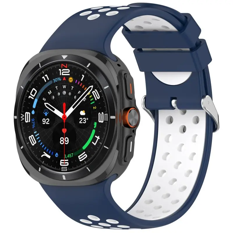 สายนาฬิกาซิลิโคนสองสีสำหรับ Galaxy Watch สายรัดข้อมือซิลิโคนแนวสปอร์ตแบบพิเศษ47มม. สำหรับ Samsung Galaxy