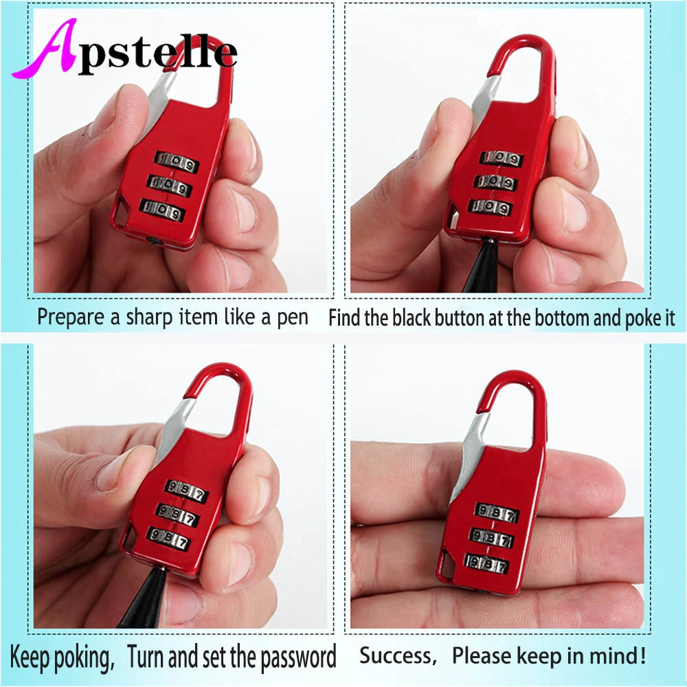 Apstelle Colorful Password Lock Zinc Alloy Security Lock Suitcase Luggage Coded Lock Cupboard Cabinet Locker Padlock
