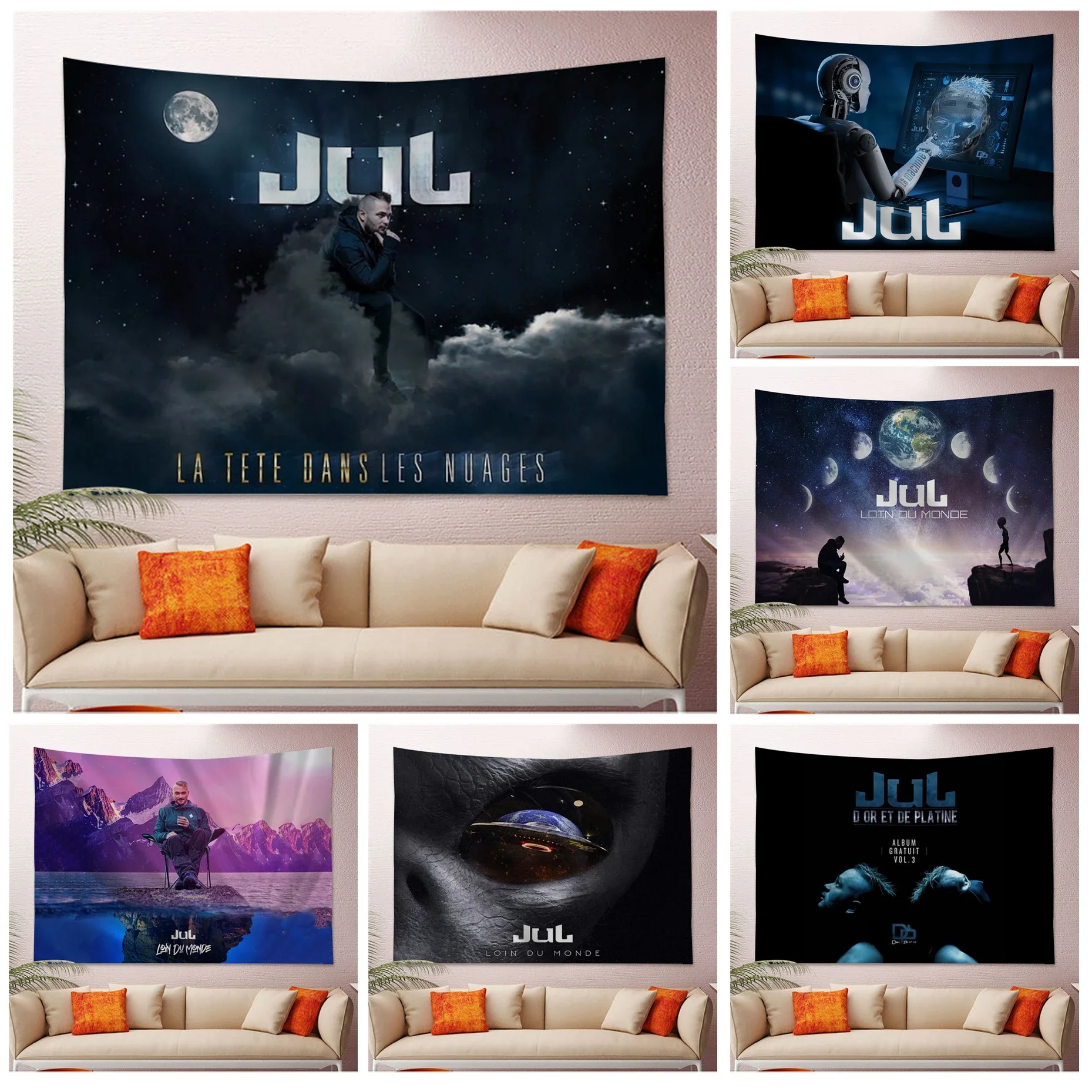 Jul Art Tapestry - Cosmic and Nature Themes, Perfect for Living Room Decor, Modern Style,Enhance Your Space with Unique Designs.