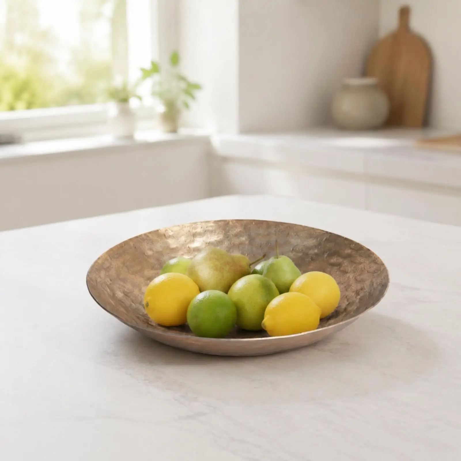 Elliptical Hammered Serving Tray for Drinks Snacks Tea Items Curated Tabletop Decor Minimalist Household Organizer