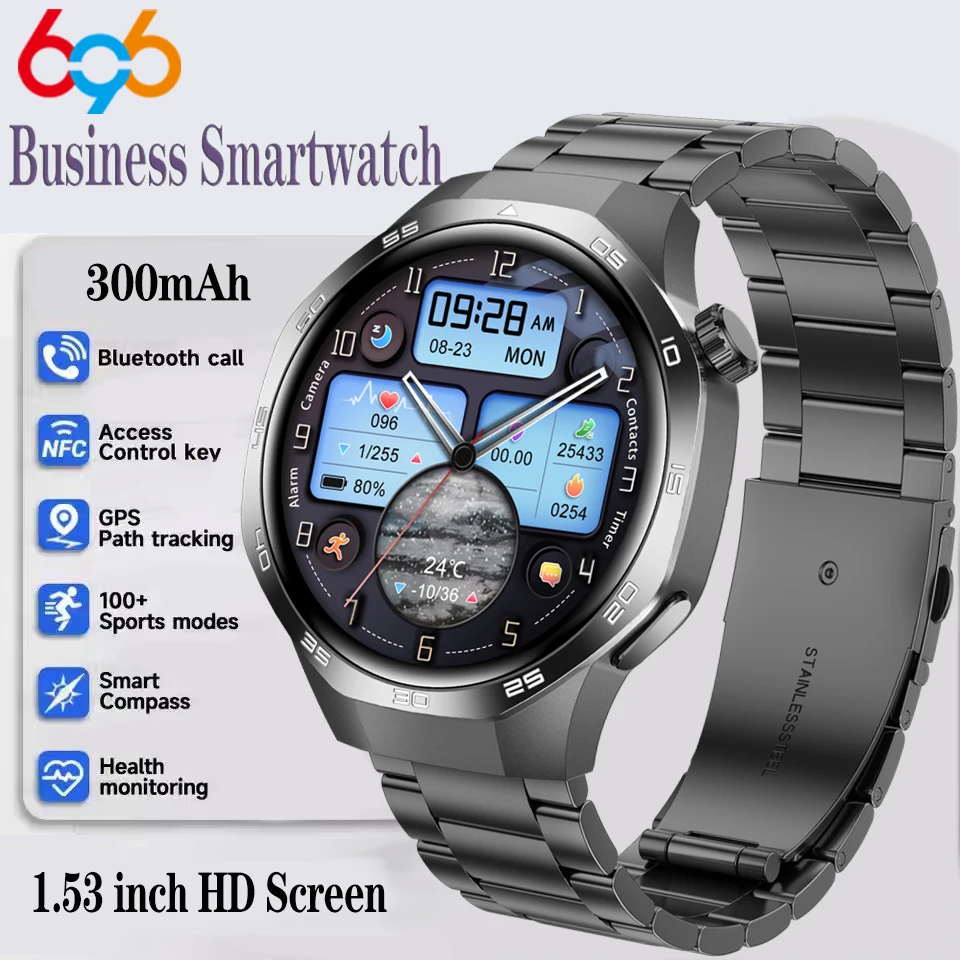 

2025 New Sport Smartwatch Men NFC Health Monitor SOS Watch GPS Track Compass Altimeter Waterproof Blue Tooth Call Smart Bracelet
