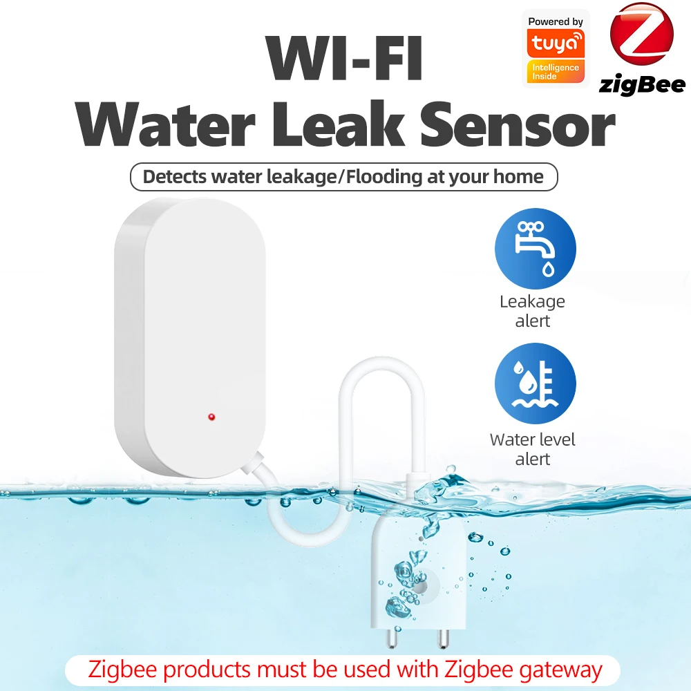 SMATRUL Tuya Zigbee Water Leak Sensor Flooding Detector Smartlife APP Notification Alerts Alarm Home Security Need Gateway