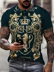 New Fashion Summer Children's Adult Men's Breathable Crown Lion Pattern T-shirt Comfortable Street Casual Wear