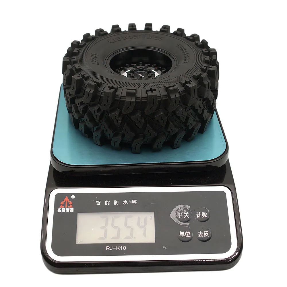 TxxRcss Heavy Duty RC Crawler 2.2 Beadlock Wheels Adjustable 2 Offsets and Tires 136mm Tall Soft Sticky Mud Slingers Tyres  Rims