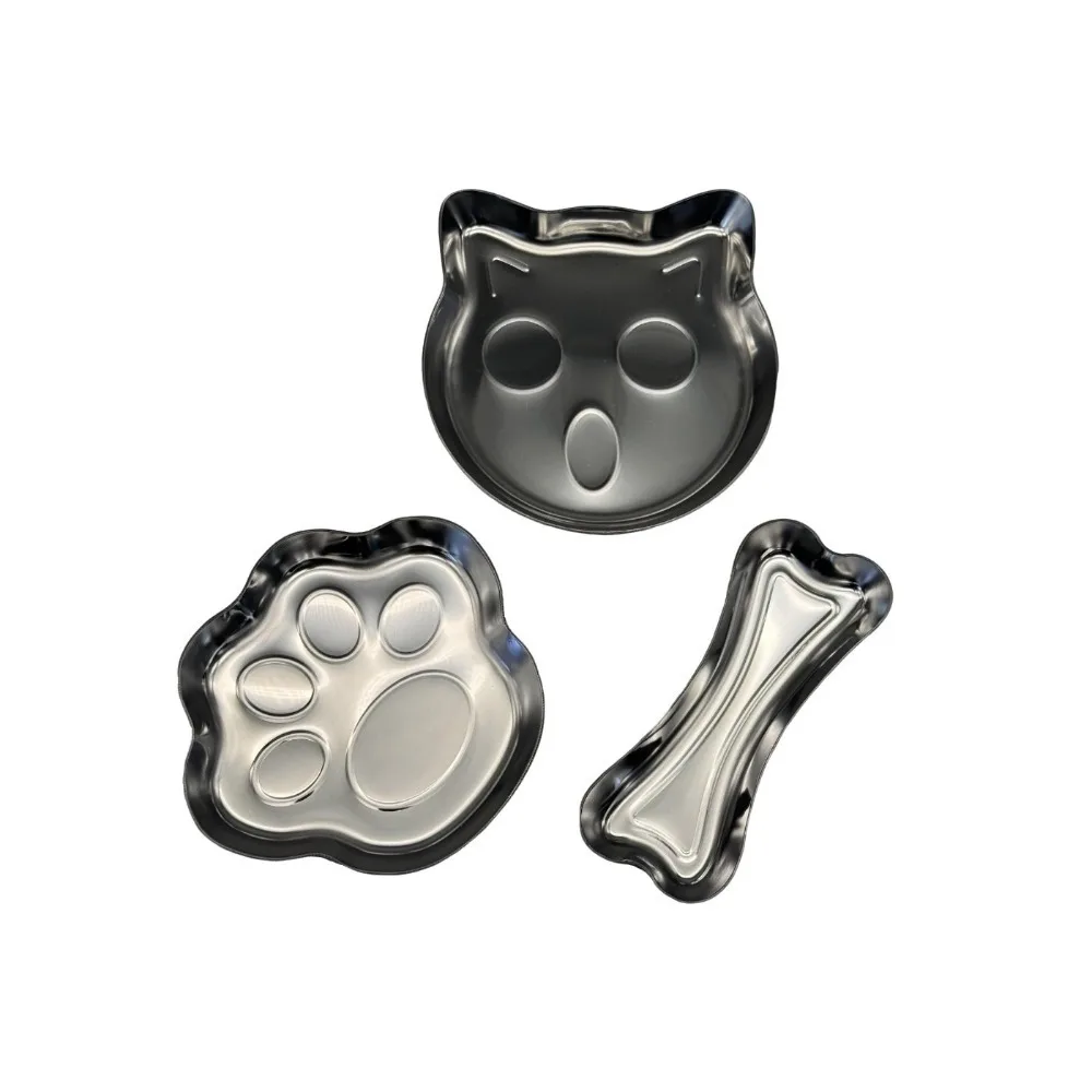 3pcs Stainless Steel Kitten Jewelry Tray Trinket Dish Earphone Key Organizer Cat Paw Ring Holder Small Decorative