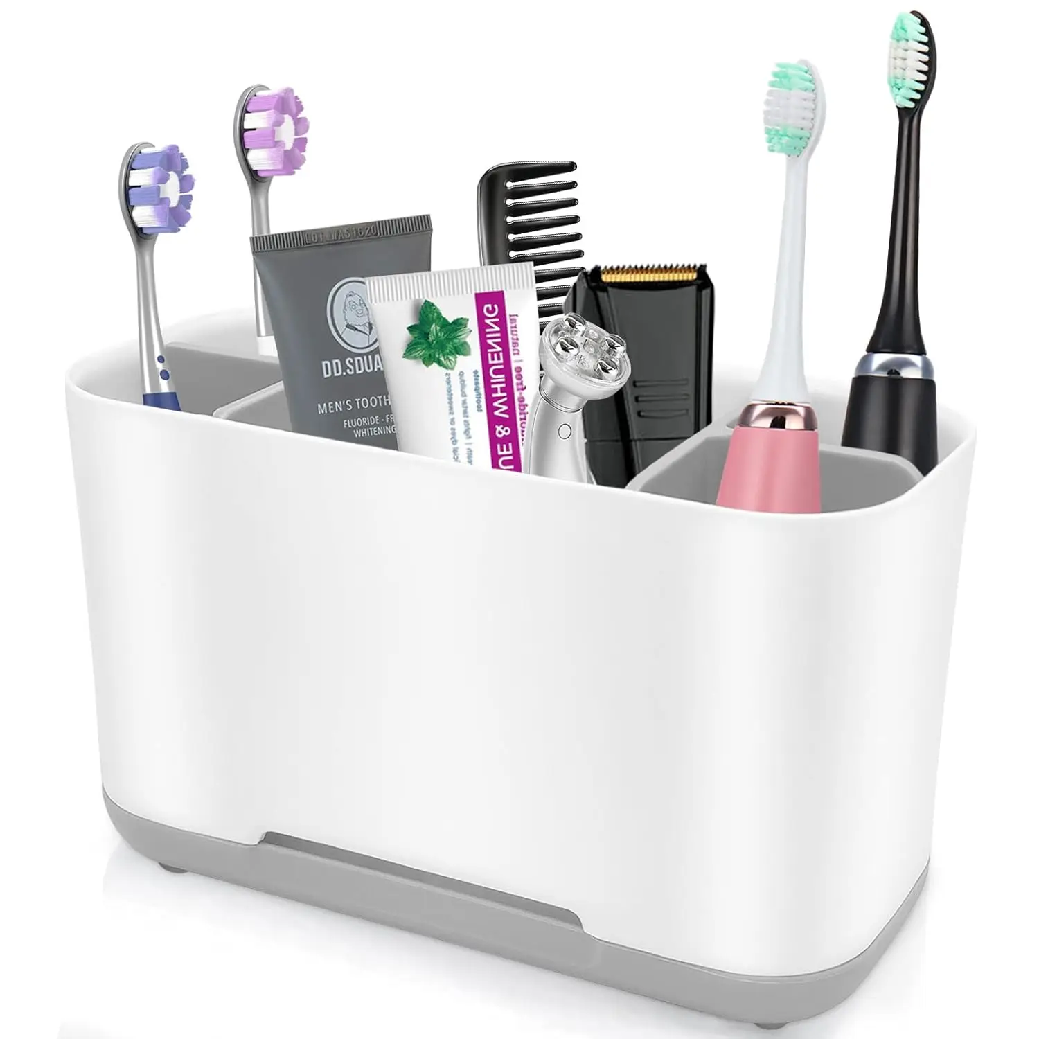 

Toothbrush Holder with Anti-Slip,Plastic Detachable for Easy Cleaning Multi-Functional Storage,Large Electric Toothbrush and Too
