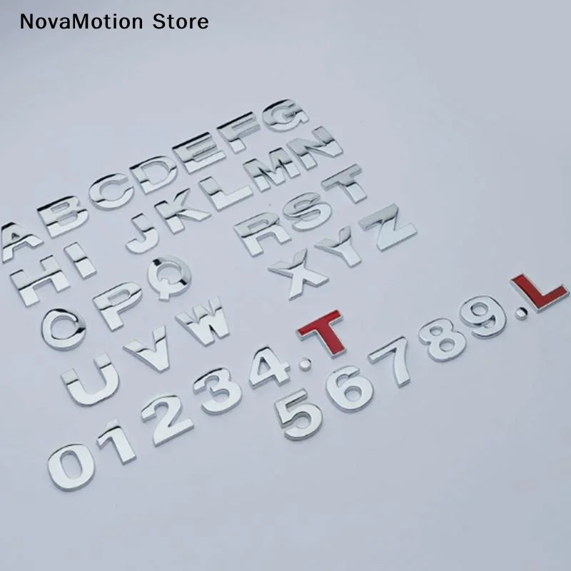 [NM]1Pc 3D Zinc Alloy Car Letter Stickers DIY Alphabet Emblem Numbers Chrome Labeling Car Sticker Digital Badge Accessories[NM]