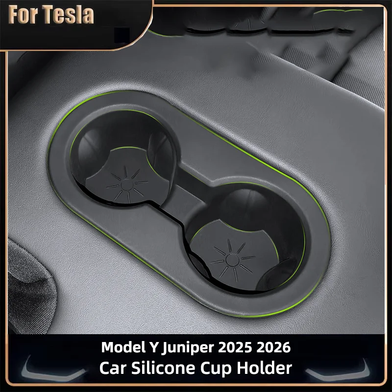 

Для Tesla Model Y Juniper 2021, силиконовый коврик для чашки с водой, подставки, слоты, нескользящий коврик, водонепроницаемый коврик для напитков, аксессуары