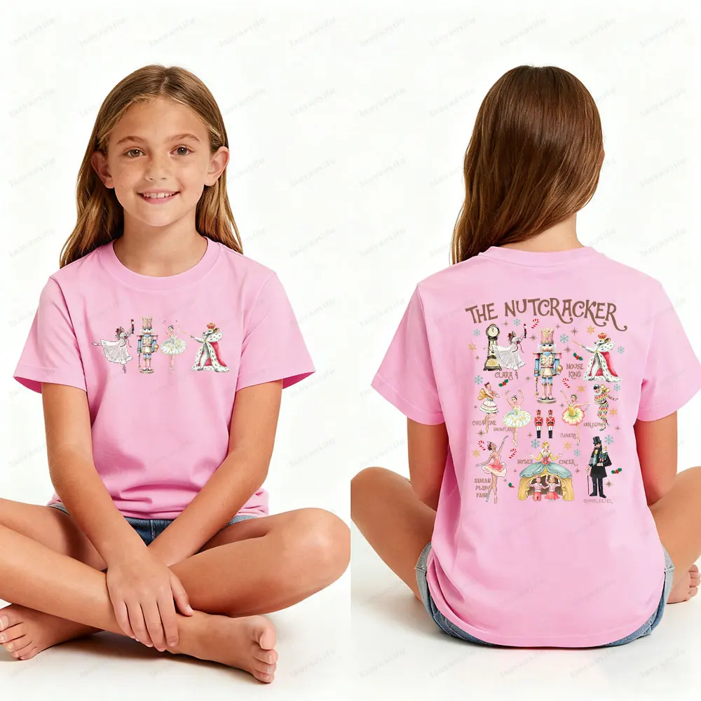 Weihnachten Vintage Nussknacker Childs Weihnachten Ballett Urlaub Schöne Baumwolle T-shirt Lustige Casual Stil Oansatz Kurzarm Mädchen T-shirt