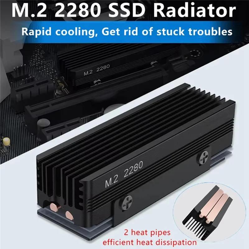 AA87 Radiator SSD 2280 SSD Radiator do M.2 Nvme 2280 SSD 2 rurki cieplne M.2 SSD Radiator szary