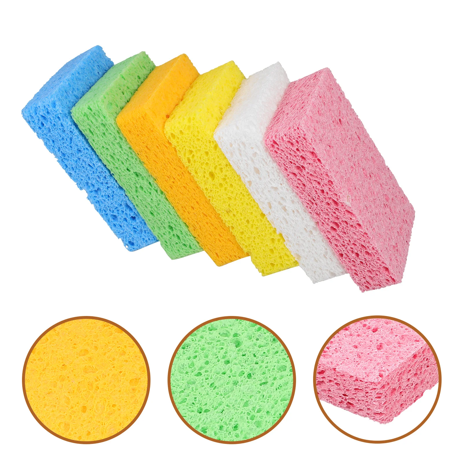 

6Pcs Non Scratch Kitchen Sponge Cellulose Dish Cleaning Scrubber for Pots Sinks Taps Bathtubs Windows Tiles