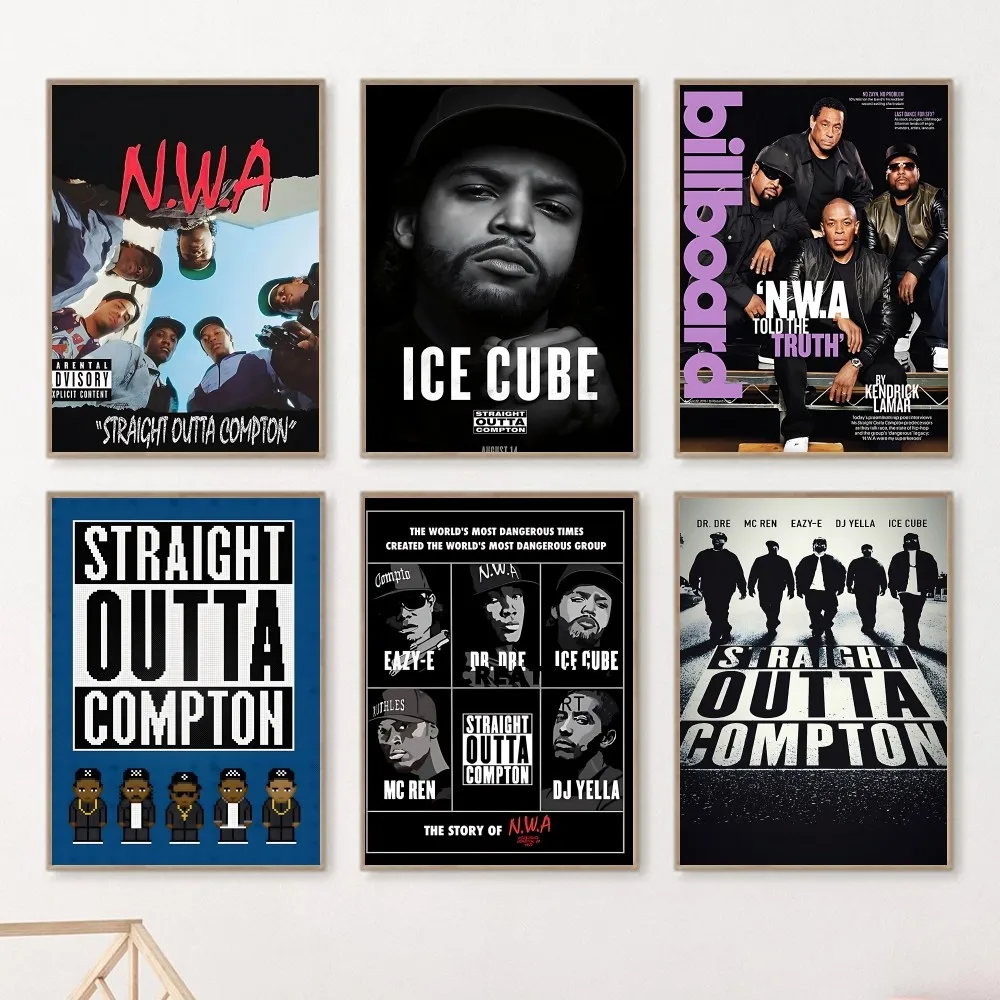 N-NWA Hip Hop Rapper Straight Outta Compton Poster Home Living Room Bedroom Bar Cafe Art Decor