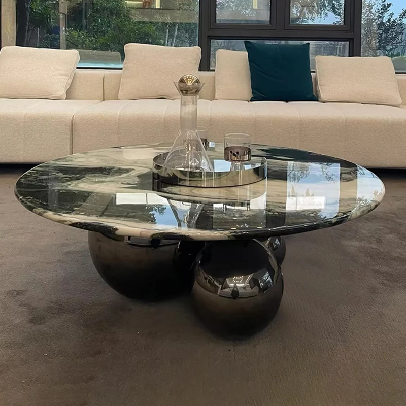 

Кофейный столик Panda White Nordic Black для гостиной, роскошная современная мебель для дома, итальянский круглый мраморный столик на заказ