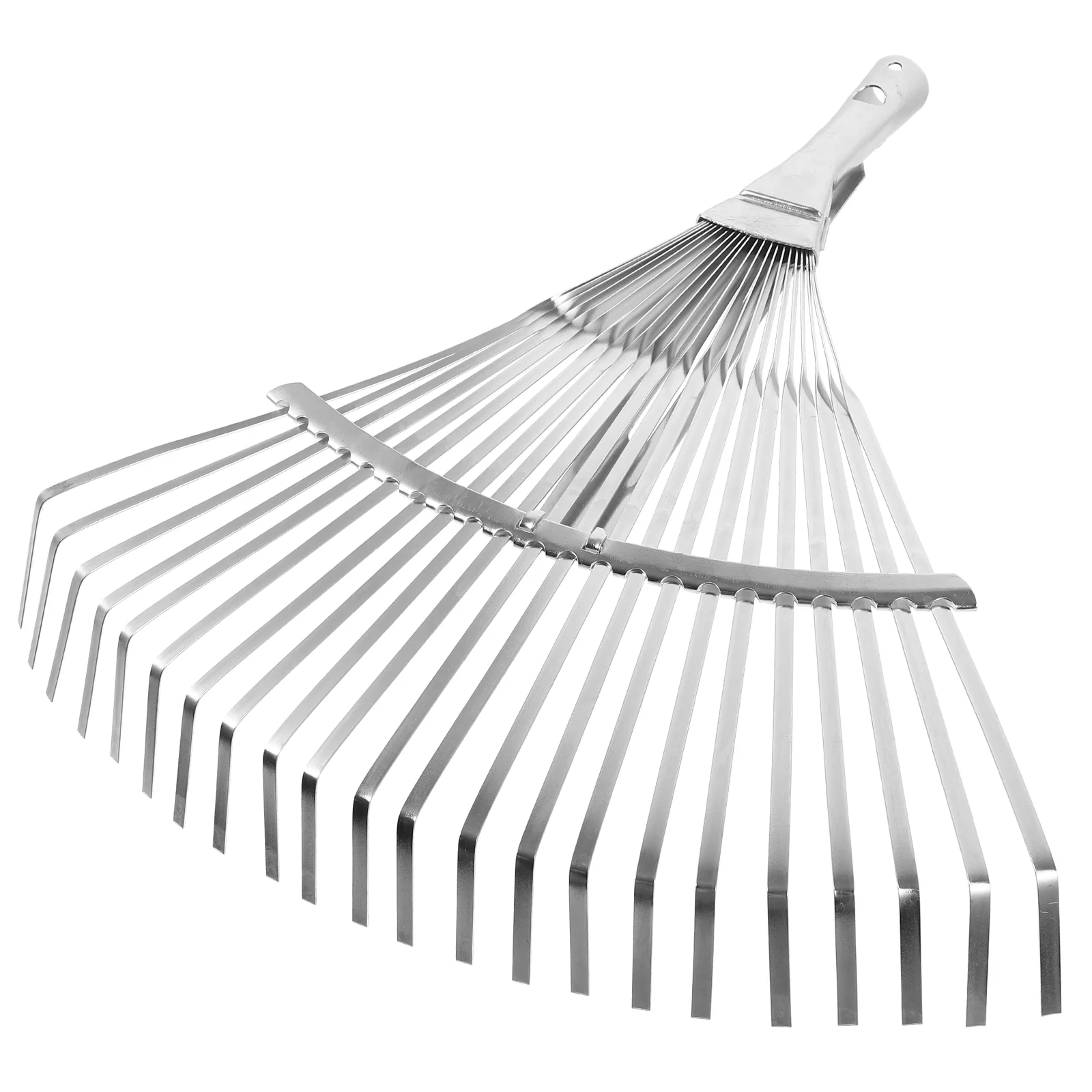 

Mulch Stainless Steel Telescopic Handle Leaf Rake Carbon Grass Wire Wooden Metal Gardening Silver