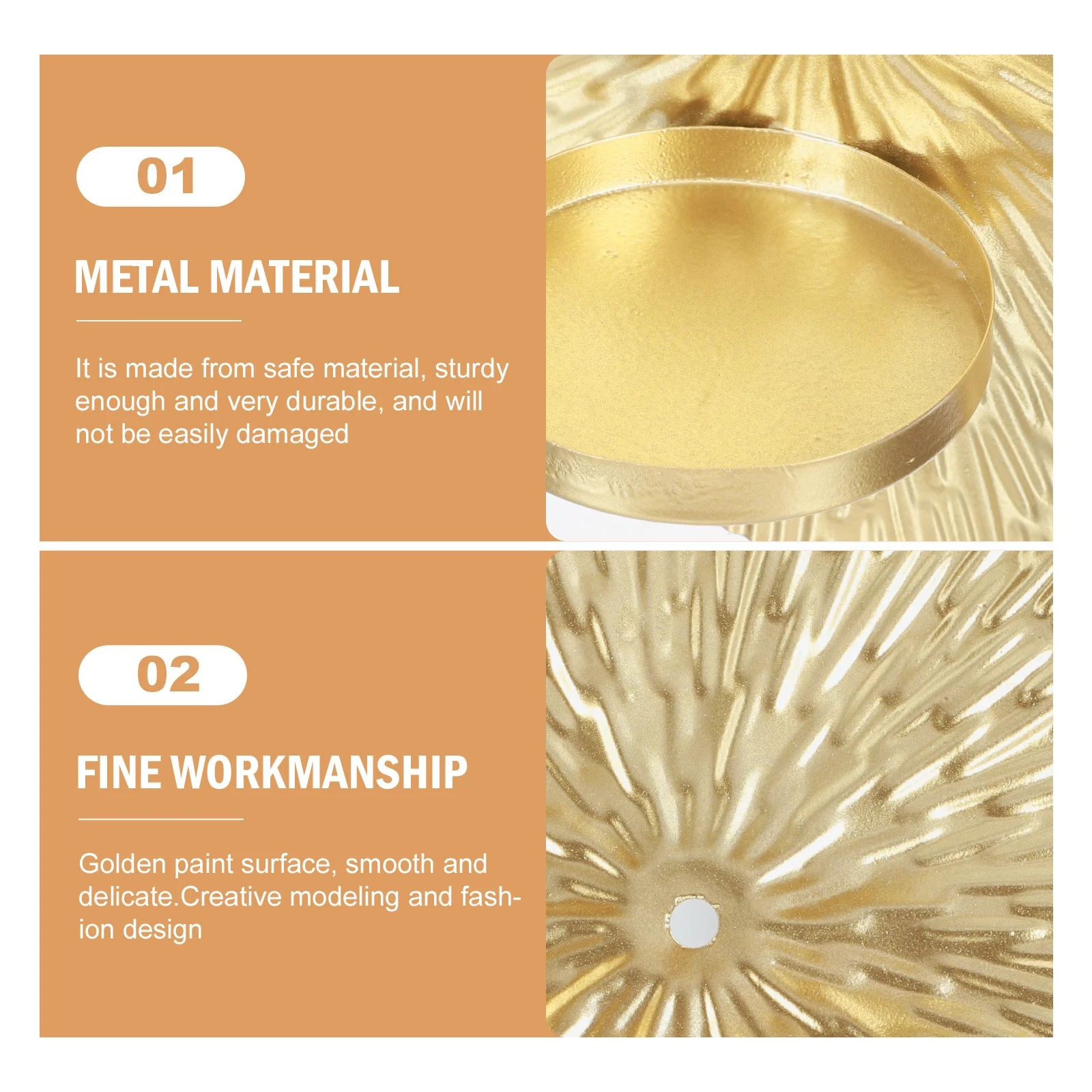 

Golden Round Plate Hanging Candleholder Decorative Wall Mounted Stand for Bedroom Office Living Room Home Wall Decor