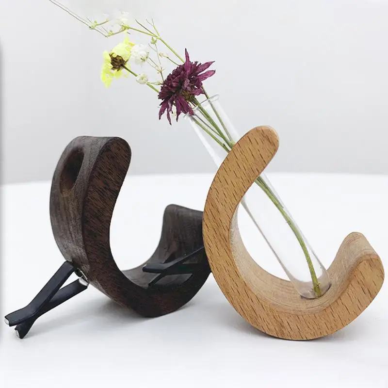 Wooden Car Flower Vase Vent Clip Elegant Design Car Vent Clip Air Outlet Vase Portable Automotive Air Fresheners Car Air Vent