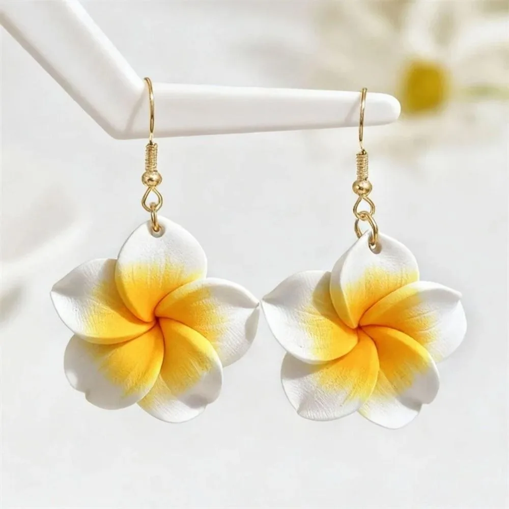Creative Sweet Flower Earrings Boho Egg Flower Bohemian Dangle Earring Summer Cute Polymer Clay Flower Stud Earrings Party