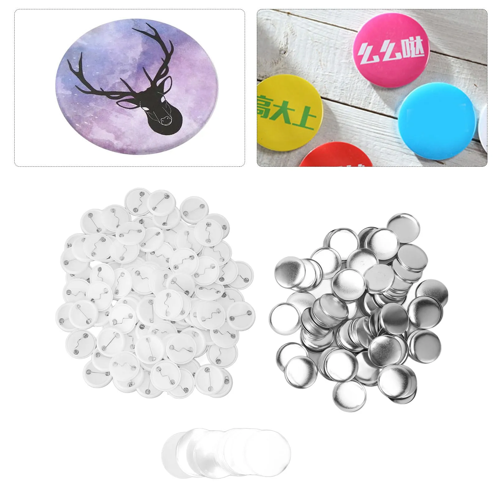 Pin Back Button Parts Round Shape Light Small Multi Purpose Metal Back Pin Blank Button Badge Parts Set 100 Sets for Hats