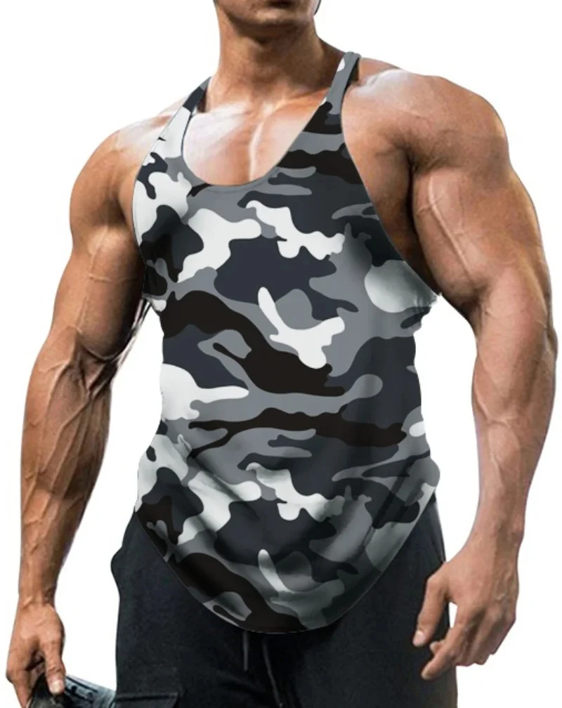 New Men\'s Camouflage Printed Vest 3D Fashion Cool Gym Tank Tops Male Popular Men\'s Fitness Workout Sports Sleeveless Shirt Top