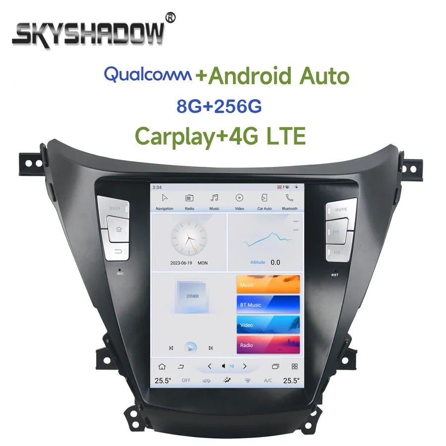 

Tesla Qualcomm Carplay 4G LTE DSP Android 11,0 8G + 256G автомобильный DVD-плеер GPS RDS радио Wifi Bluetooth для Hyundai Elantra 2011-2016