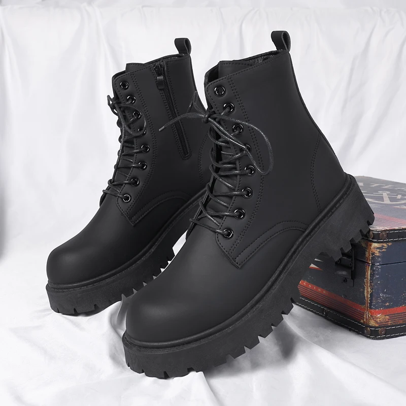 Cowhide casual all-in-one thick sole raising board shoes men\'s trend fashion leather comfortable breathable high top
