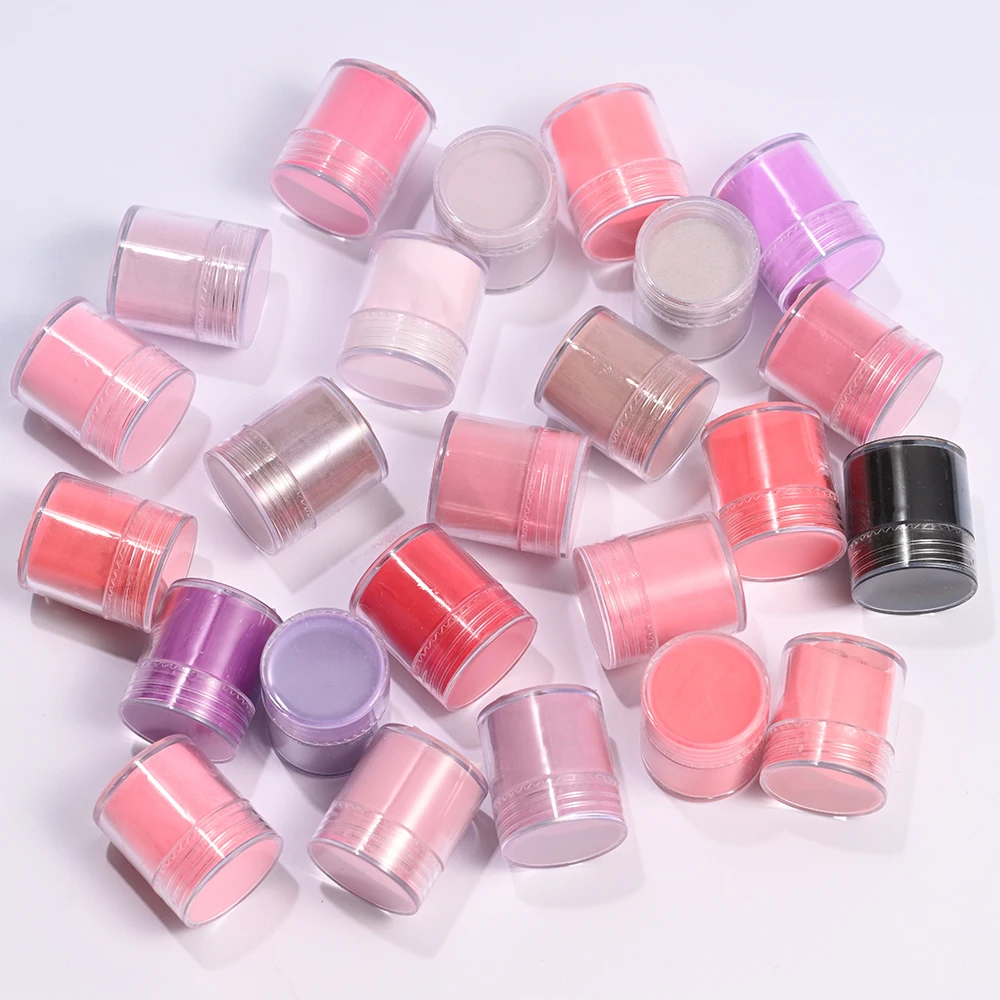 24 colores desnudo/rosa/púrpura/rojo polvo acrílico para uñas uñas profesionales polvo de cristal 3D punta de extensión de uñas tallado pigmento de inmersión