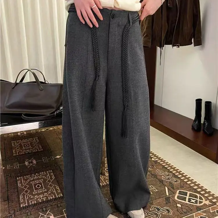 2025 Autumn Winter New Fashion Woolen High Waist Slimming Versatile Wide Leg Pants