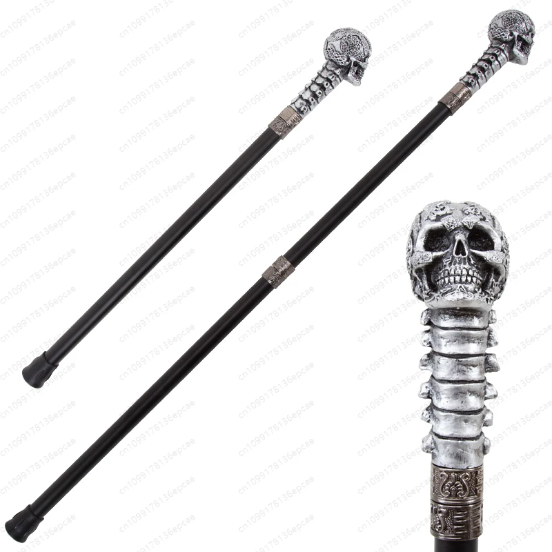 Resin Skull-Headed Cane  Punk Gothic Stick  Cane for Halloween Cosplay Stage Performances & Role-Playing Props