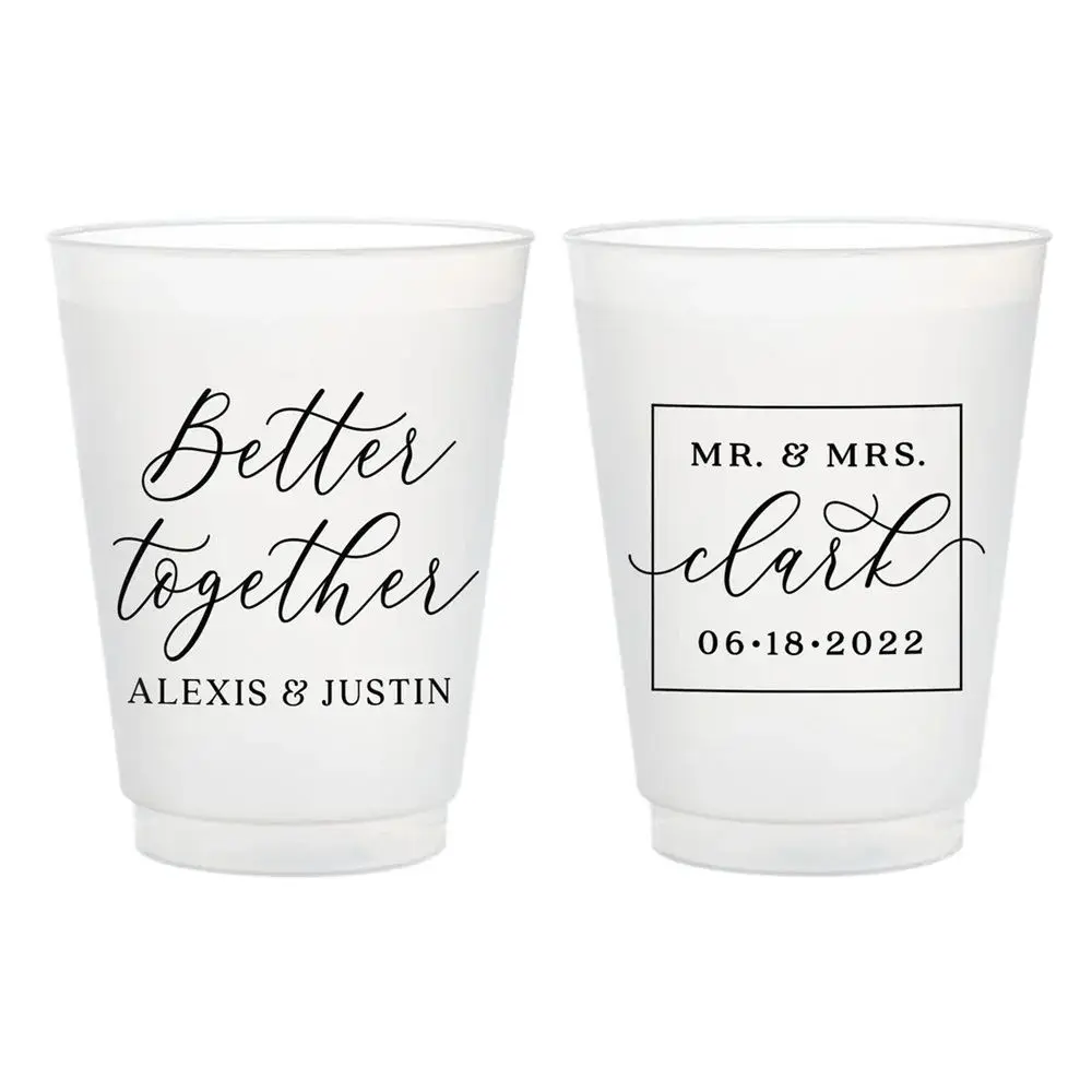 

Better Together - 12oz or 16oz Frosted Unbreakable Plastic Cup #186 - Custom - Bridal Wedding Favor, Wedding Cup, Party Cups, Pa