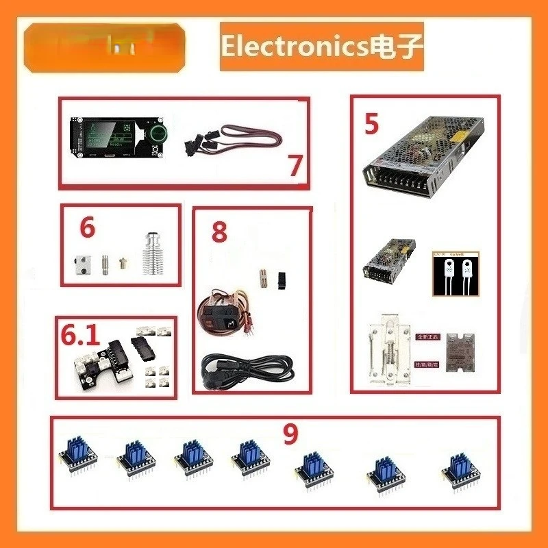 2.4/1.9/1.8 Electronic and Electrical Kit Automatic Leveling Fan Power Supply Extrusion Head Drive