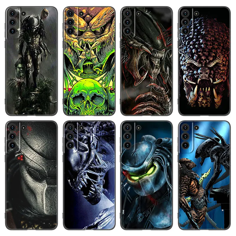 Killing Alien And Predator Phone Case For Samsung Galaxy S21 S20 FE S22 Ultra S10 Lite S9 S8 Plus S7 Edge S10E Soft Black Cover