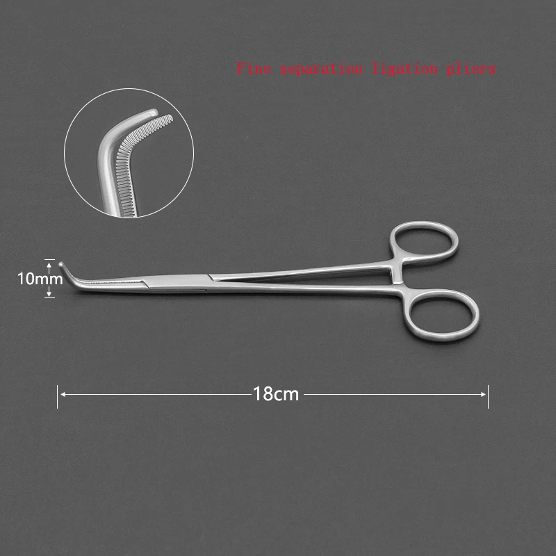 Pinça de ligadura de separação fina, pinça vascular, fixação de tecido, pinça hemostática de ângulo reto, pinça de cotovelo, surg médico