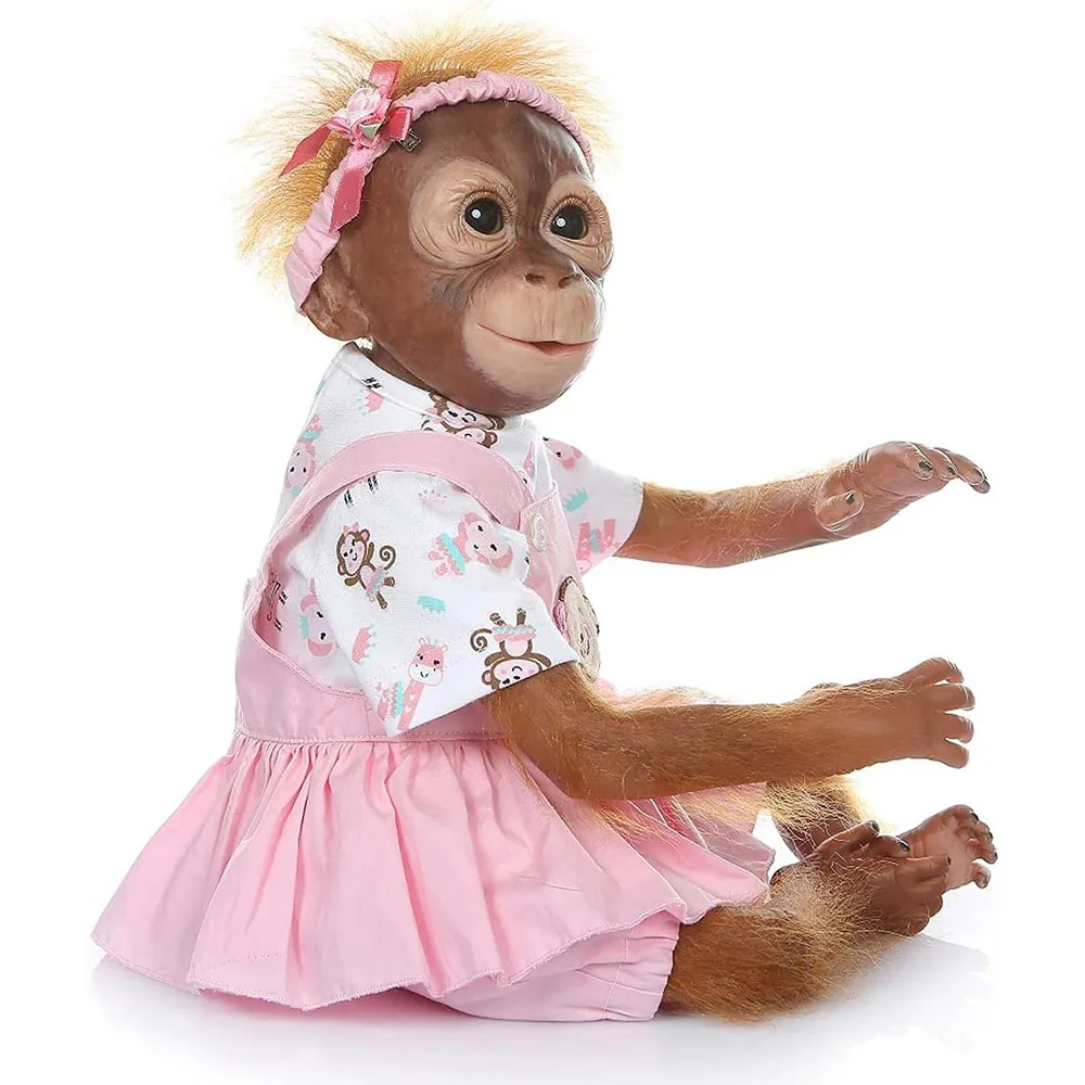 Muñeco mono realista de 50cm, vinilo de silicona, bebé Reborn, mono recién nacido como orangután Real, muñecas realistas para bebés, juguete para niños