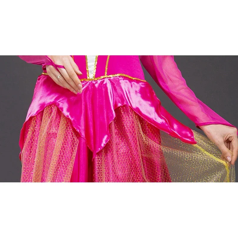 N66 الكبار زي المرأة ديلوكس الوردي النائمة الجمال الأميرة أورورا زي رائع لحفلة الهالوين فستان بتصميم حالم 2W$%