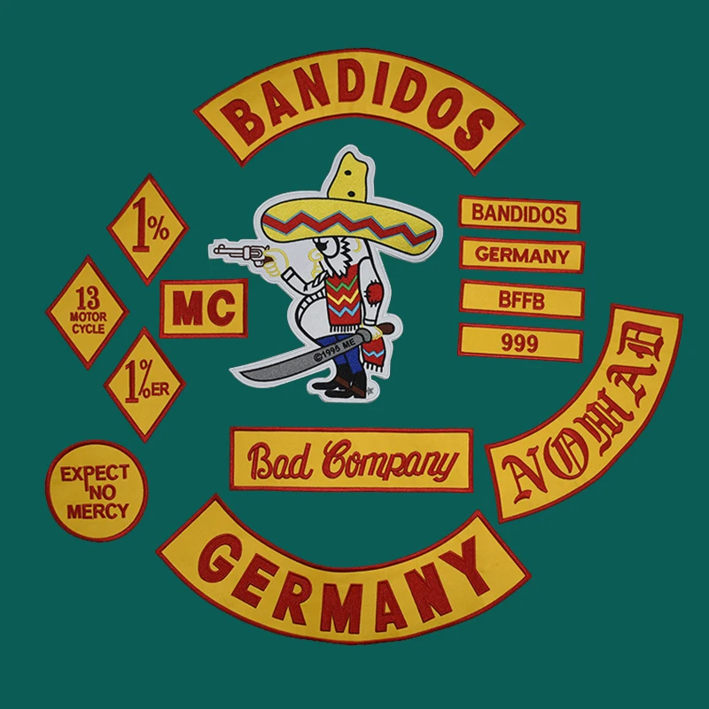 DIY Custom Clothing Bandidos Germany Embroidery Patches Iron on Sticker For Appliqued Jackets Vests Accessories