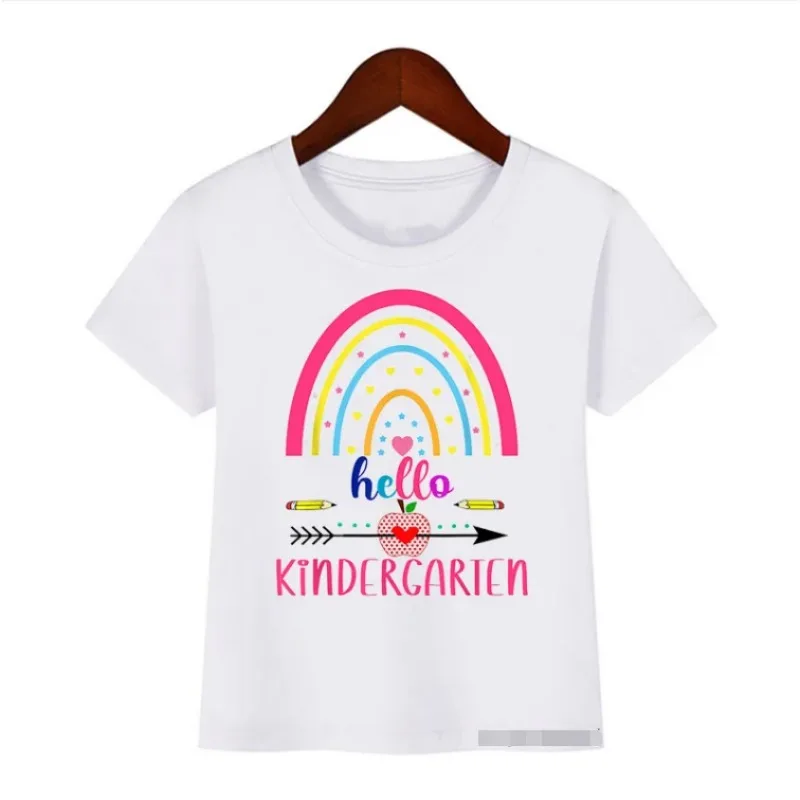 Hari pertama baru dari sekolah Hello TK Tee pakaian kaus lucu anak-anak pakaian anak laki-laki perempuan T-Shirt atasan