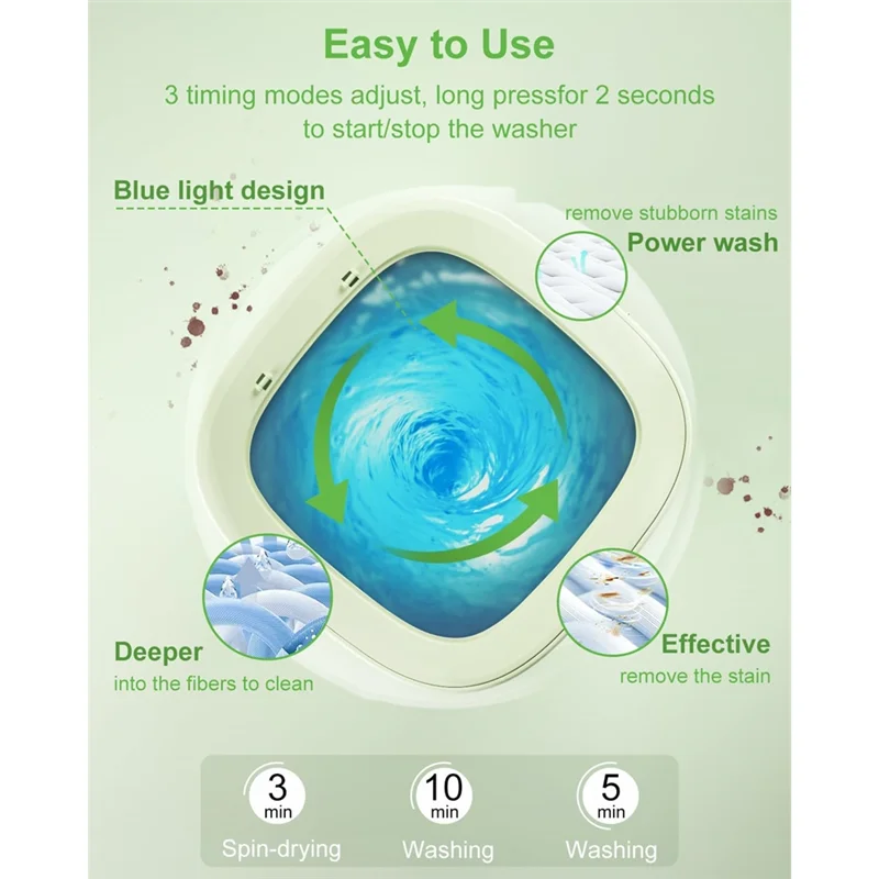 

【KITS】Deep Cleaning Portable Washing Machine, 16L Laundry Washer With 3 Modes For Baby Clothes, For Underwear Shirts Small Delic