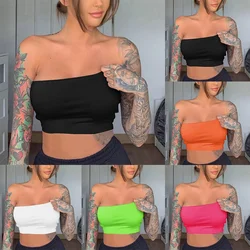 Women Sexy Solid Breathable Strapless Bandeau Stretch Commuter Crop Tops Commuter Top Casual Lingerie Vest Bra