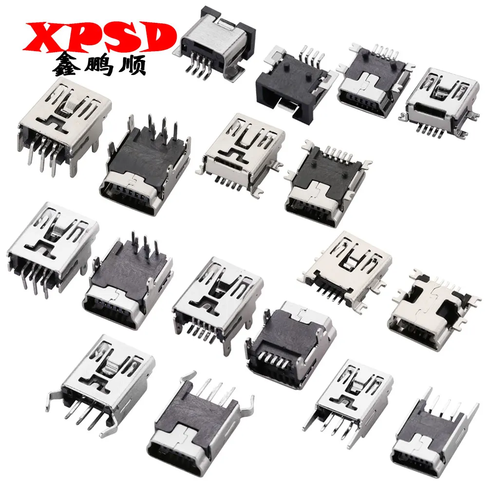 Mini USB SMD SMT 4Pin 5Pin Female Mini B Socket Connector Plug Straight SMT SMD DIP Jack Connector Plug-in