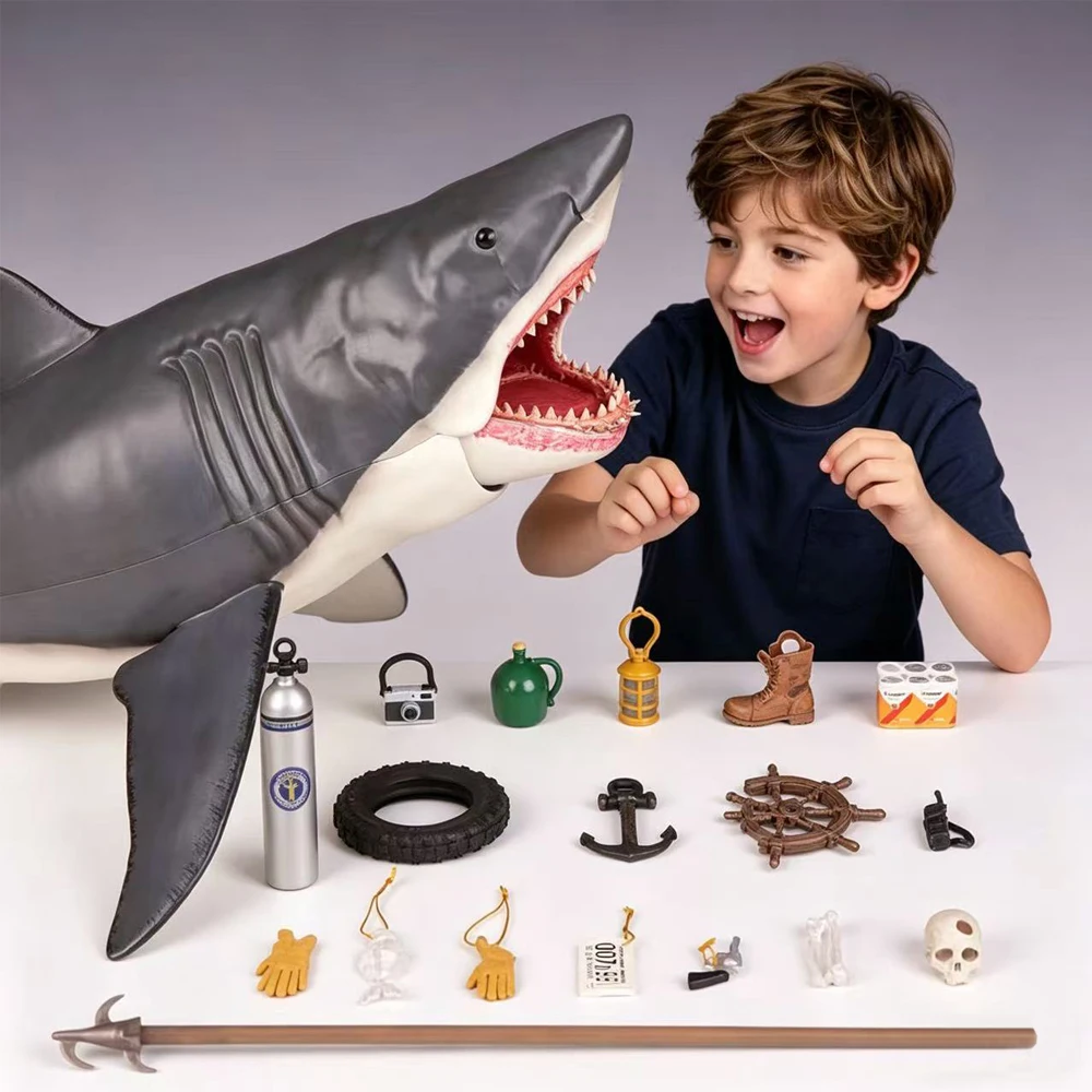 

Коллекционная модель NECA JAWS к 50-летию, с богатым набором аксессуаров, украшение для рабочего стола, подарок-сюрприз для любителей кино