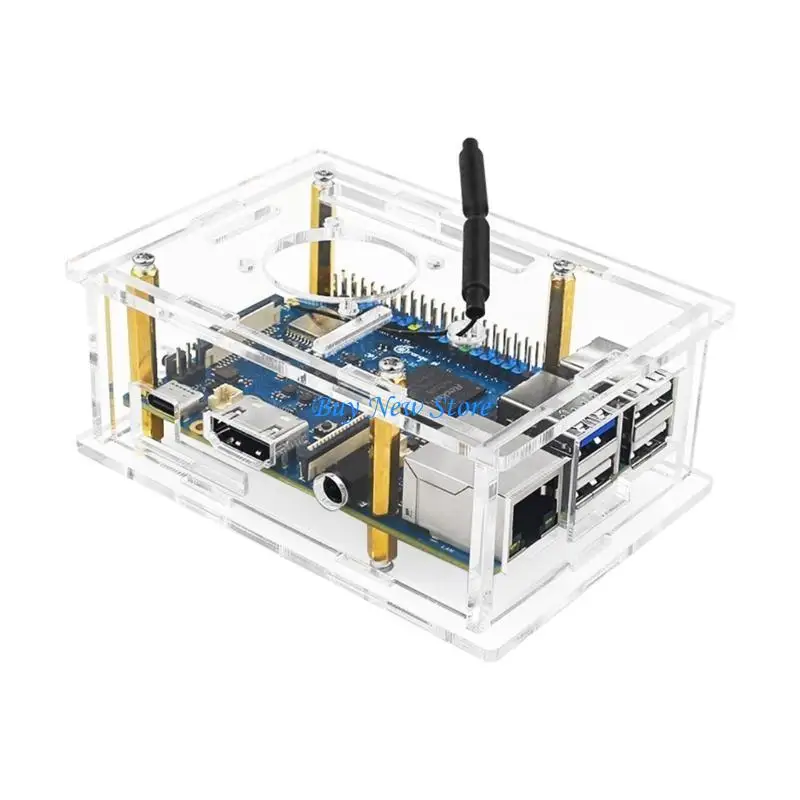 

20CE Acrylic Case Box for OrangePi 3B Transparent Protective Shell Enclosure with Cooling Fan