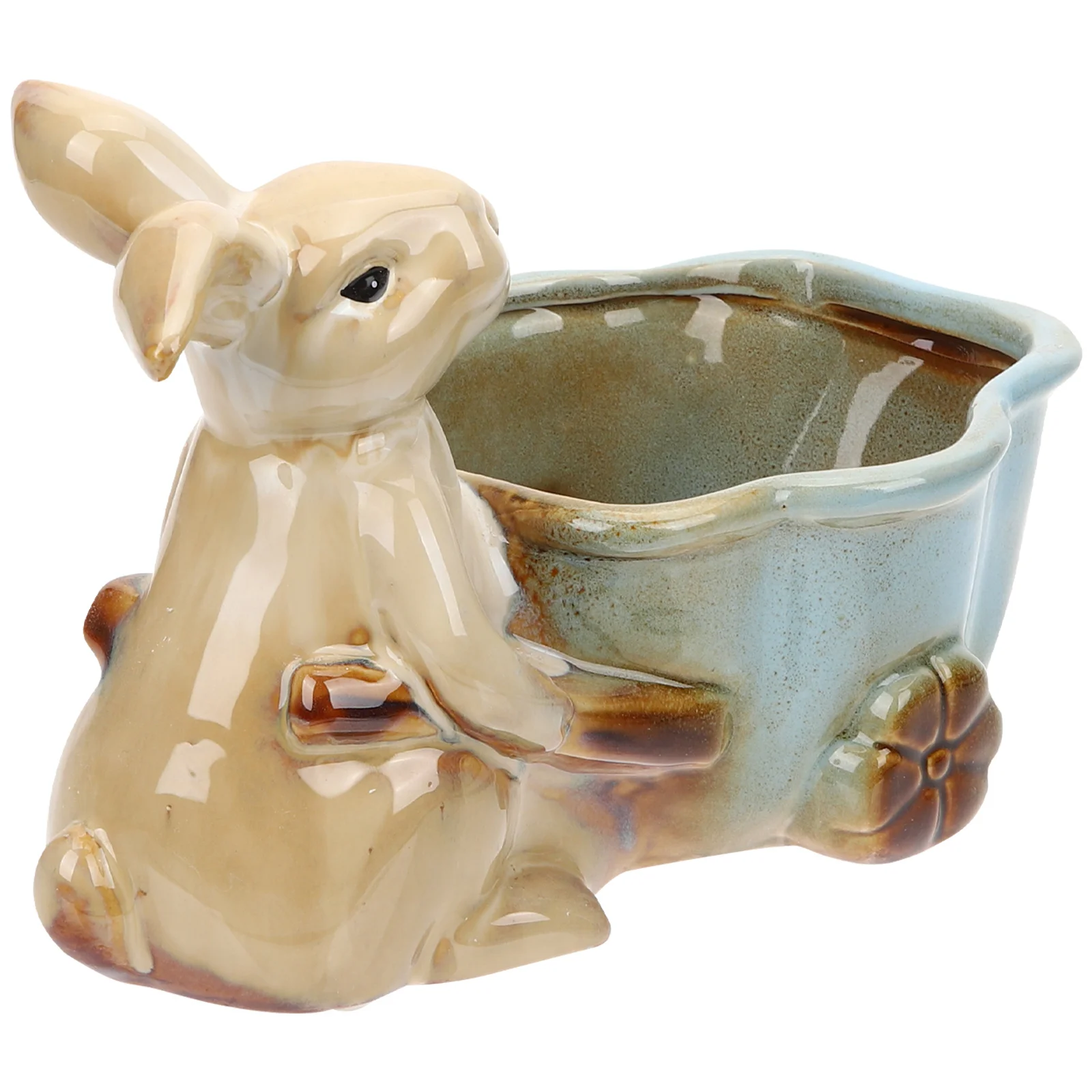 Ceramic Rabbit Statue Desktop Storage Plate Jewelry Dish Phone Holder Key Organizer Sundry Tray Ceramic Desktop Storage Plate