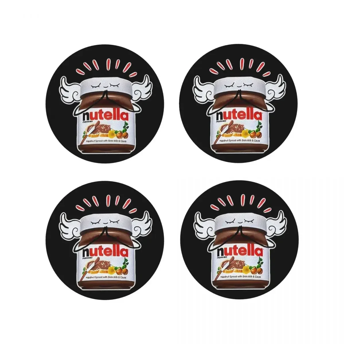 

Забавные подставки для чашек Nutella, кухонные подставки под посуду, водонепроницаемые термоизоляционные подставки для кофе, декоративные подставки для домашней посуды, набор из 4 штук