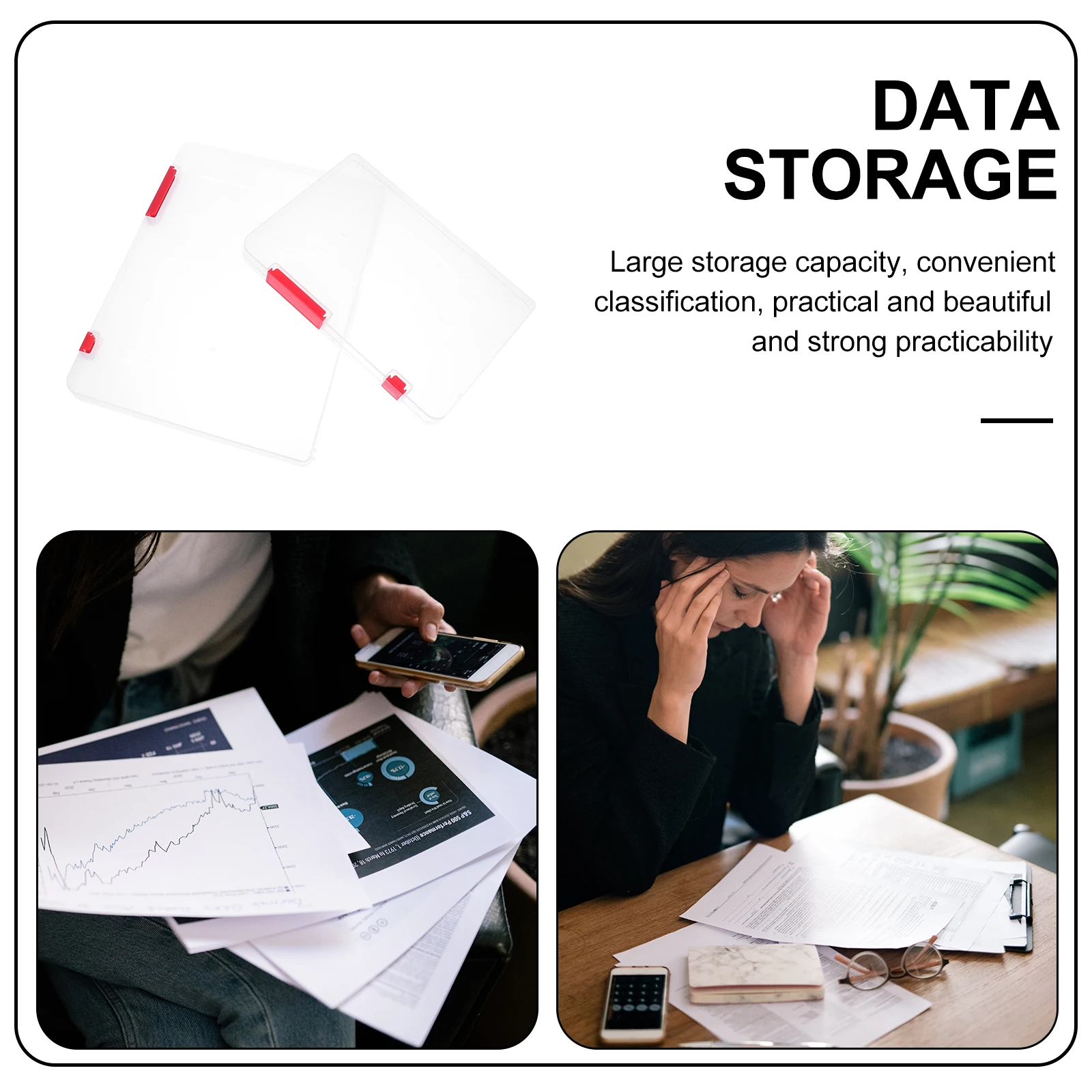 

2pcs Storage Document Organizer Office Supplies Desktop Notes Holder Lidded Lightweight for Magazines Certificates File